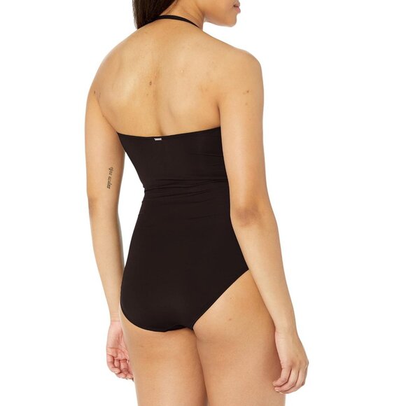NEW Anne Cole Womens Twist Front Shirred One Piece Swimsuit MYMO00501 Black 10 - Picture 7 of 9